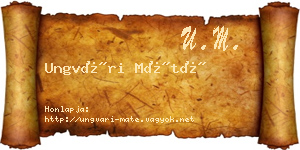 Ungvári Máté névjegykártya