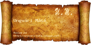 Ungvári Máté névjegykártya